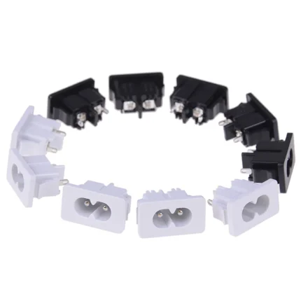 5pcs AC-027 B/w Female AC Power Inlet Connector With Bay 8 Figure Of Eight Sockets Pure Copper