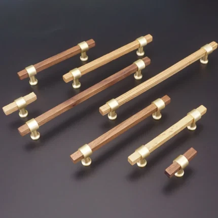 MFYS Solid Wooden Cabinet Handles Beech / Walnut Wardrobe Pulls Square Wood T Bar Knobs Furniture Hardware Kitchen Accessories